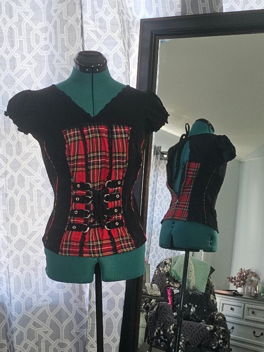 Tripp NYC Goth Plaid Corset Top – Size M